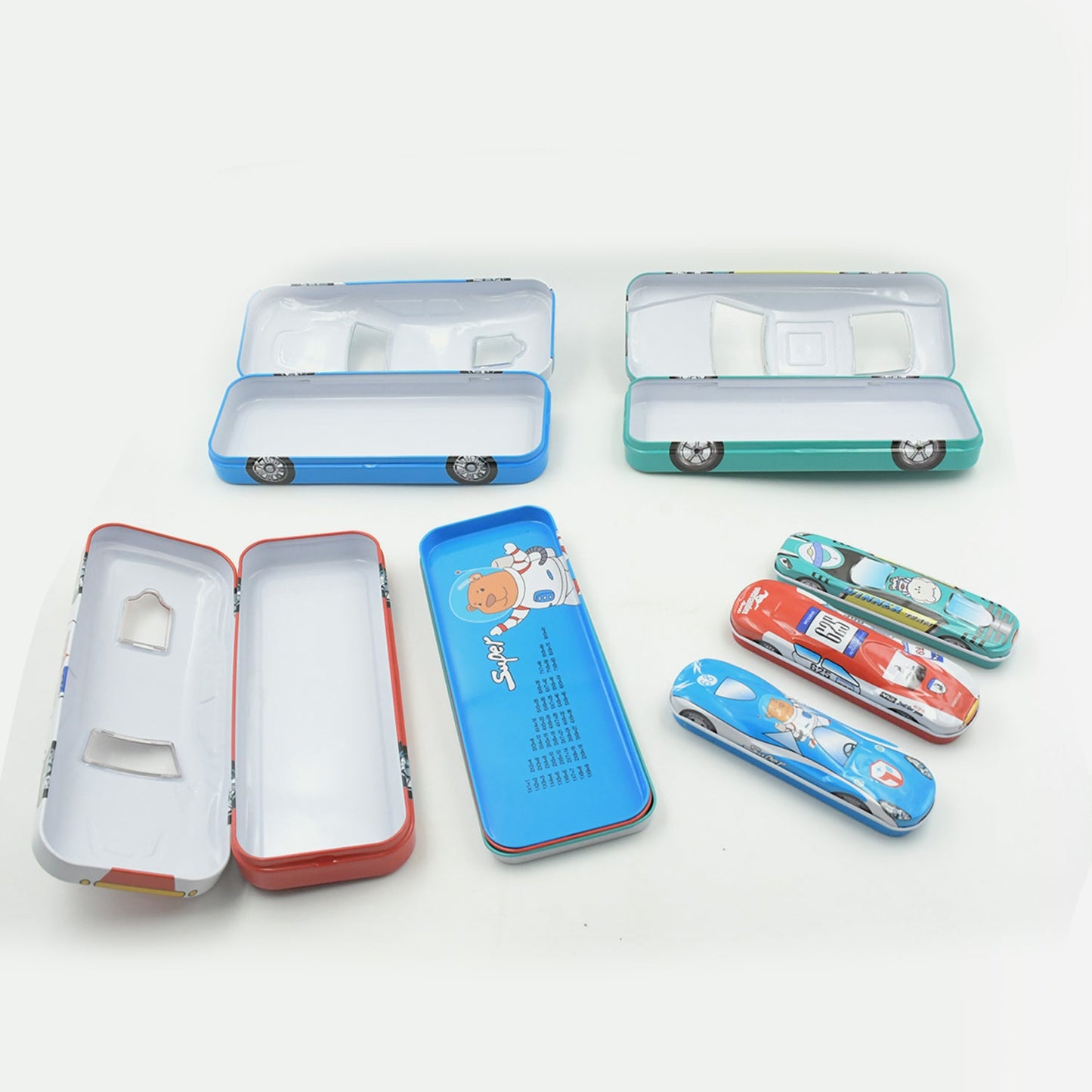 Car Shape Metal Compass Box With Small Compass Box Inside, Pencil Case for Kids Stationery Compass Box, Stationery Gift for School Kids Compass, Pencil Box, Birthday Return Gift for Kids (1 Pc Mix Color)