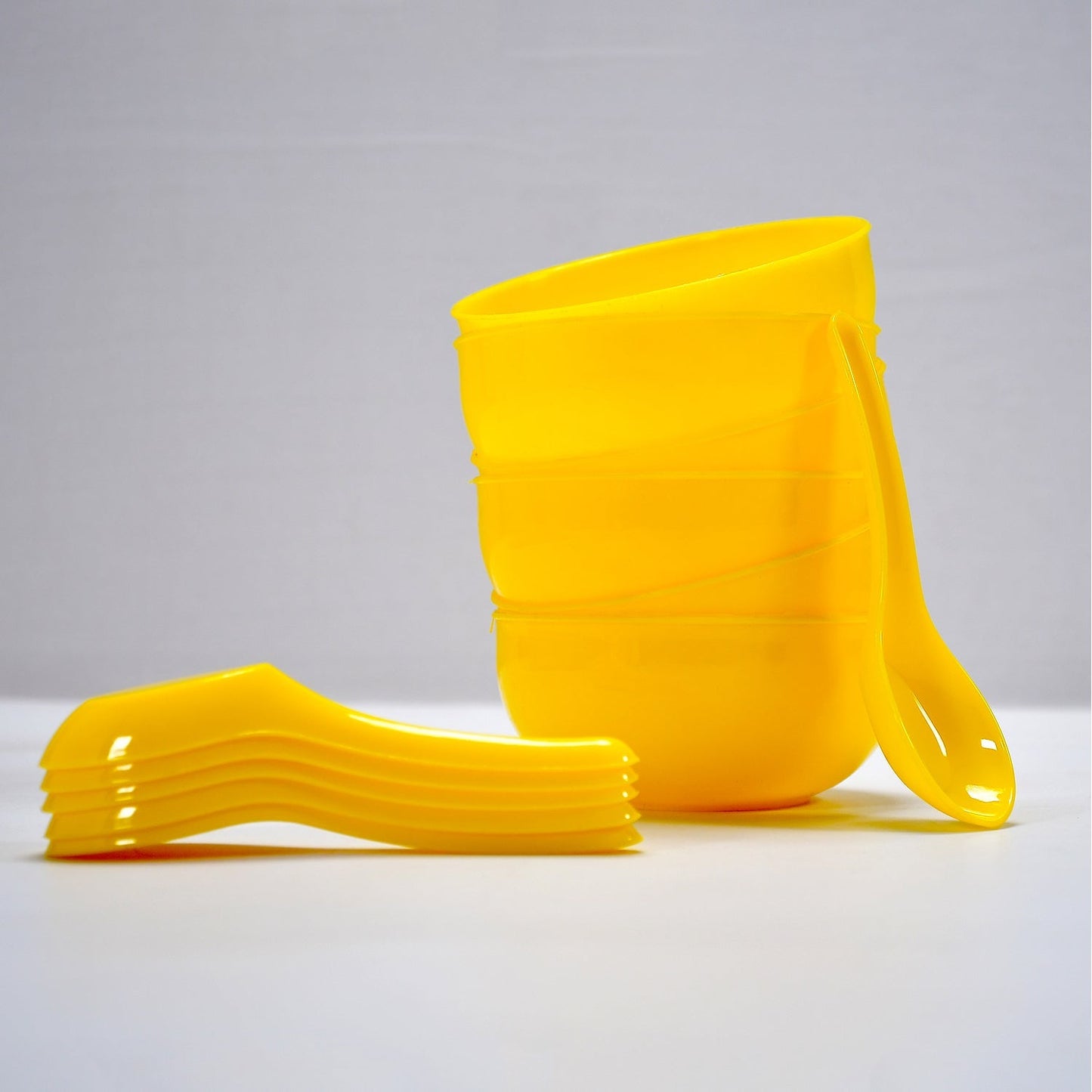 5105 Soup Bowl Spoon Set Plastic For Kitchen & Home Use