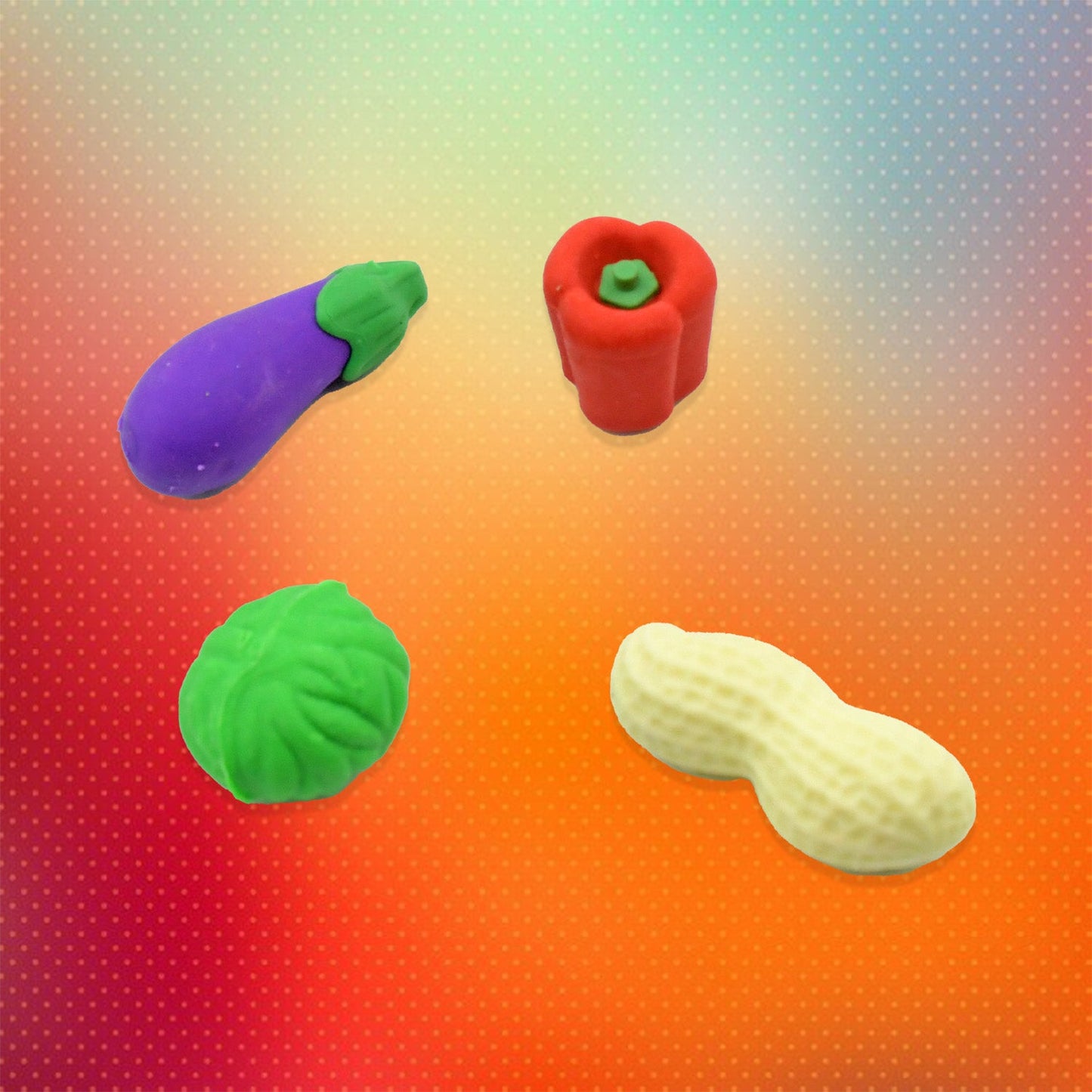 Mini Cute Vegetables and Fruits Erasers or Pencil Rubbers for Kids, 1 Set Fancy & Stylish Colorful Erasers for Children, Eraser Set for Return Gift, Birthday Party, School Prize,3D Erasers (4 pc Set)