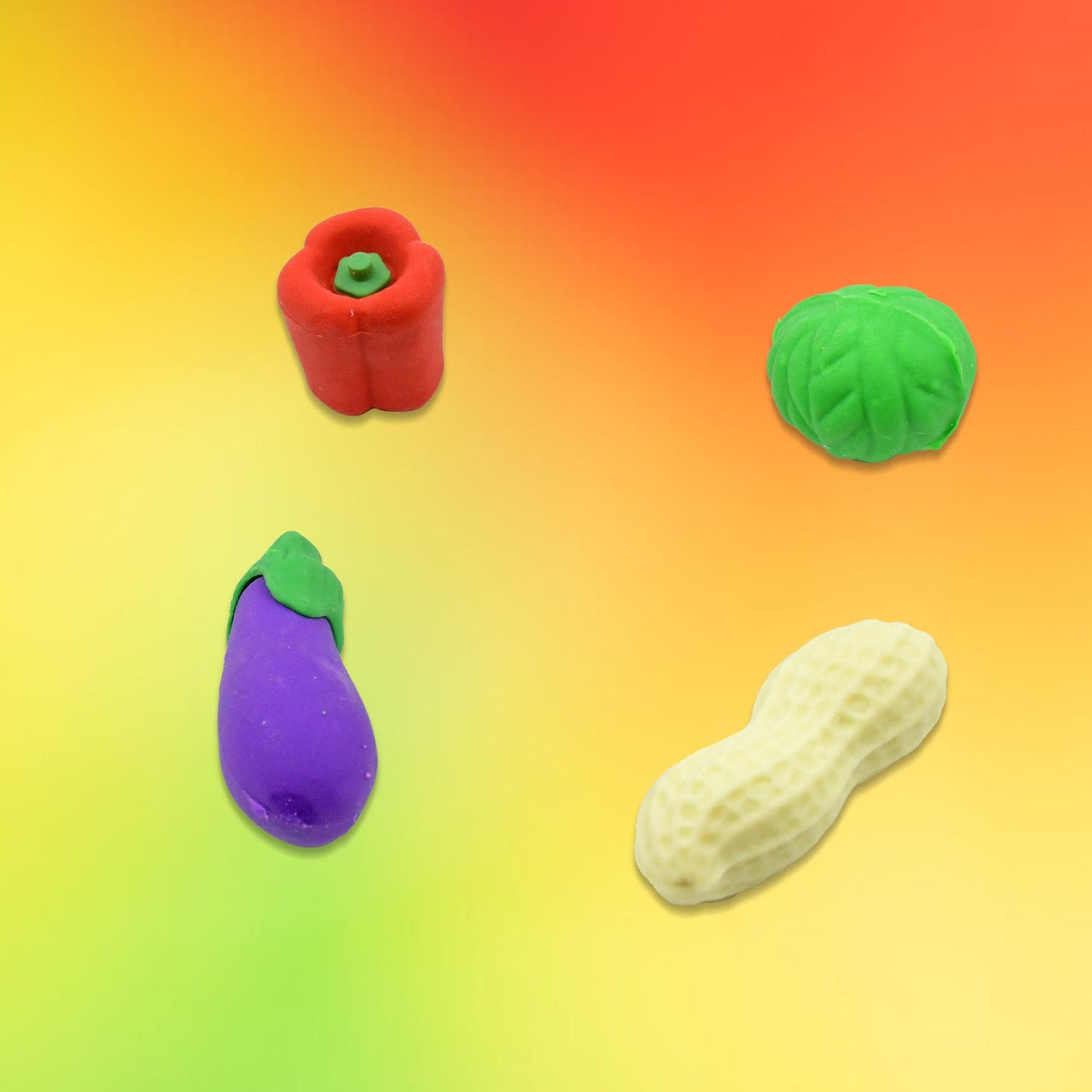 Mini Cute Vegetables and Fruits Erasers or Pencil Rubbers for Kids, 1 Set Fancy & Stylish Colorful Erasers for Children, Eraser Set for Return Gift, Birthday Party, School Prize,3D Erasers (4 pc Set)