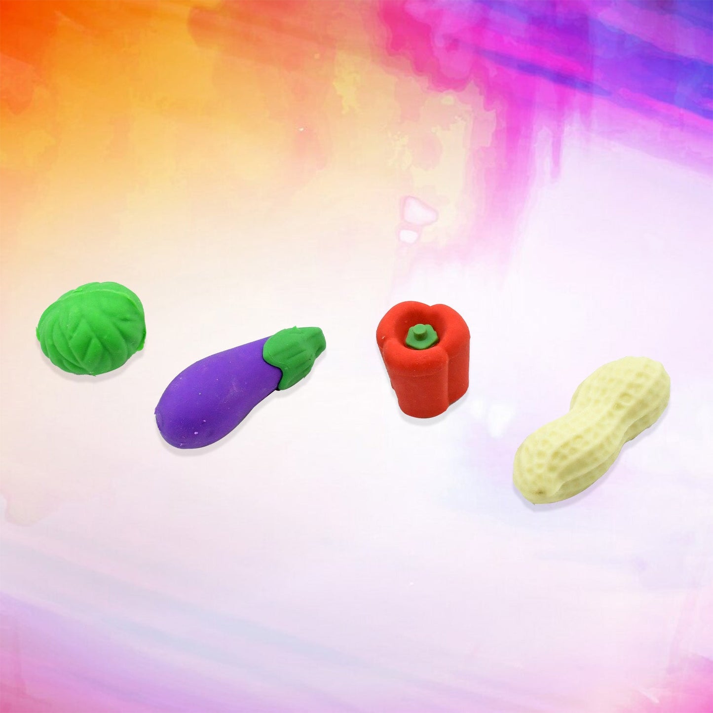Mini Cute Vegetables and Fruits Erasers or Pencil Rubbers for Kids, 1 Set Fancy & Stylish Colorful Erasers for Children, Eraser Set for Return Gift, Birthday Party, School Prize,3D Erasers (4 pc Set)