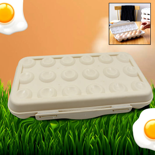 Egg Holder 18 Grid Storage, Shock-Proof Egg Container with Buckle, Egg Carrier, Egg Tray, Egg Shelter, Effective Full Seal, Egg House use for Fridge, Camping, Kitchen