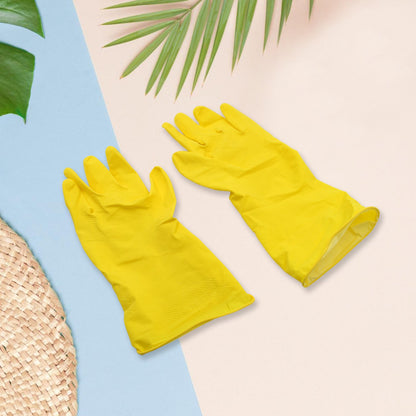 Multipurpose Rubber Reusable Cleaning Gloves, Reusable Rubber Hand Gloves I Latex Safety Gloves I for Washing I Cleaning Kitchen I Gardening I Sanitation I Wet and Dry Use Gloves (1 Pair)