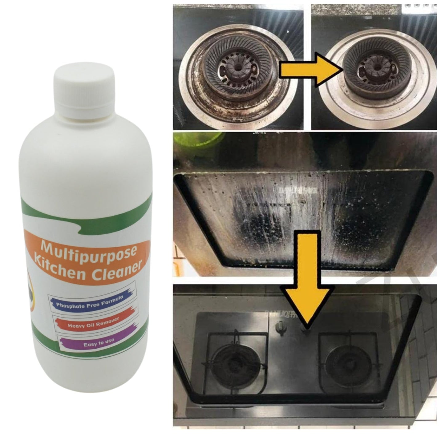 Kitchen Cleaner Spray Oil & Grease Stain Remover Stove & Chimney Cleaner Spray Non-Flammable Nontoxic Magic Degreaser Spray for Kitchen Gas Stove Cleaning Spray (Approx 500ML)