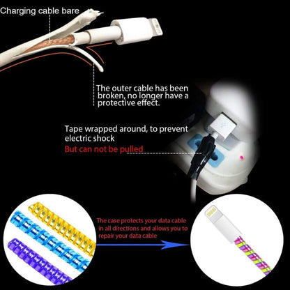 6011 Metallic Finish Cable Spiral Protector/Wire Repair/Pet Cord Protector/Headphone Saver, Cable Wrap/Cover for Mac Charging Cable 