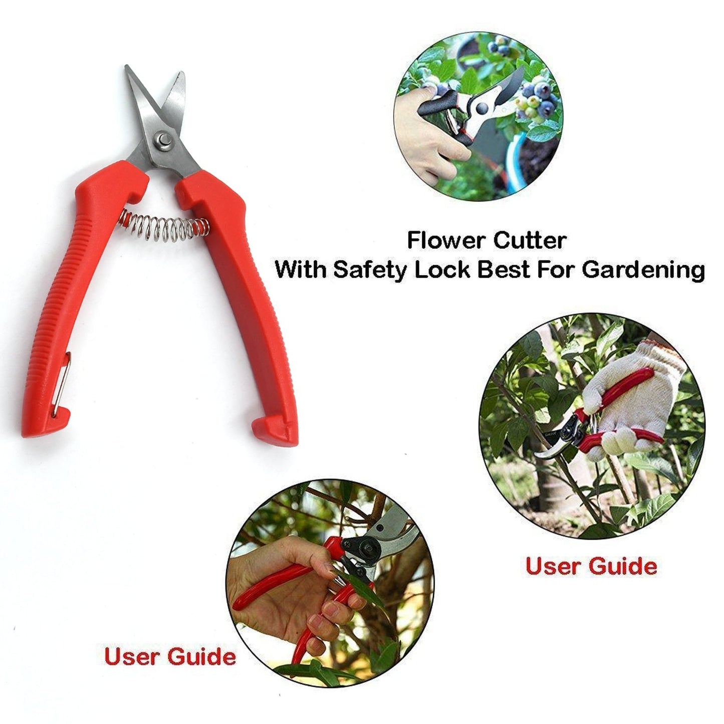 Heavy Duty Stainless Steel Cutter, Non‑slip Trimming Scissors Durable Not Easy To Wear for Gardening Pruning Of Fruit Trees Flowers and Plants (With Plastic Packing)