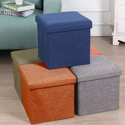 Living Room Cube Shape Sitting Stool with Storage Box. Foldable Storage Bins Multipurpose Clothes, Books, and Toys Organizer with Cushion Seat (multicolor )