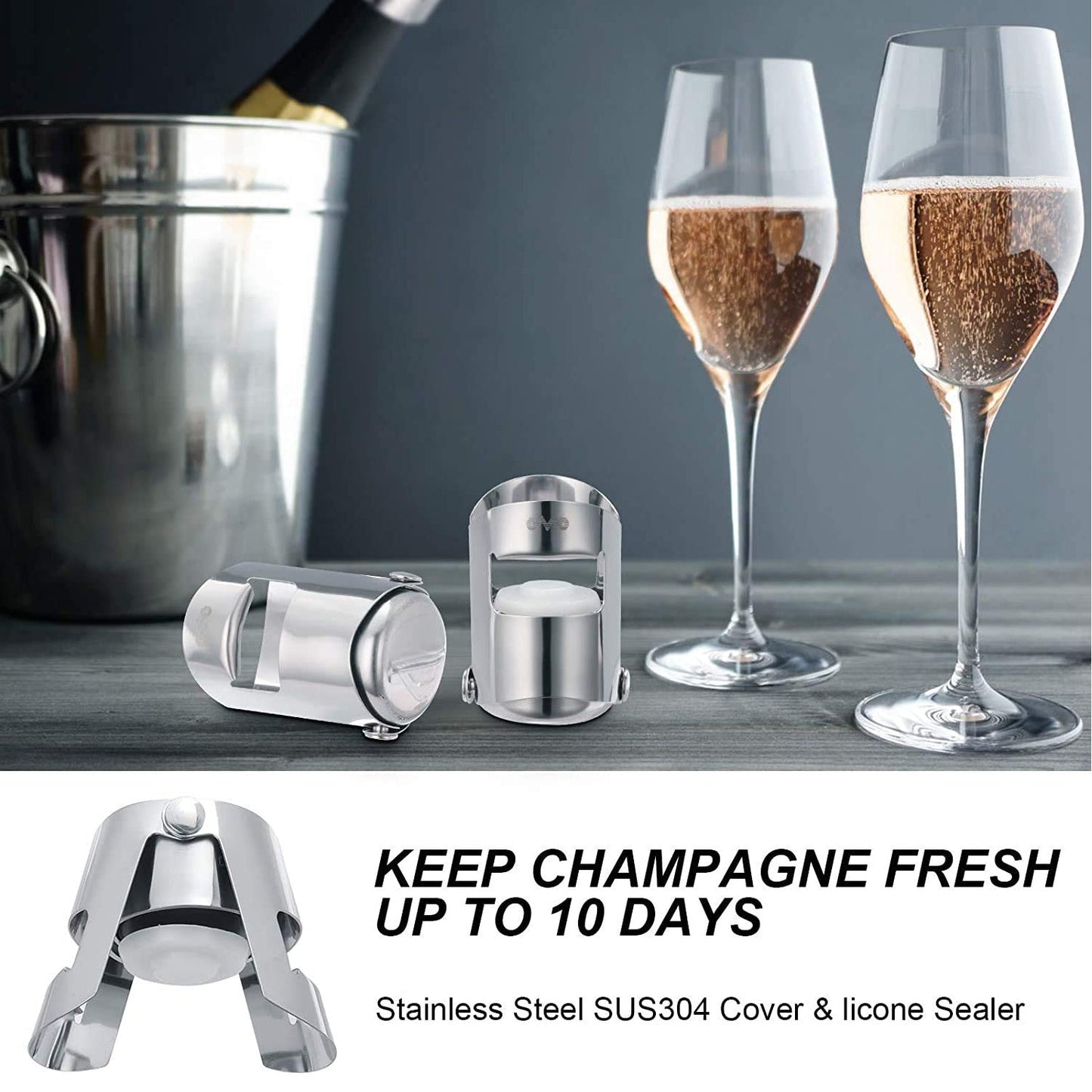 2334 Stainless Steel Sealed Sparkling Champagne Bottle Stopper Big size 