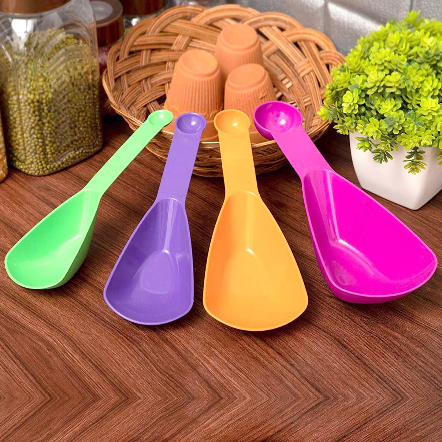 2420 Plastic Double Side Measuring Cups and Spoons for Kitchen (Pack of 4) 