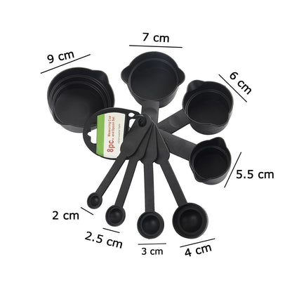 106 Plastic Measuring Cups and Spoons (8 Pcs, Black) Your Brand