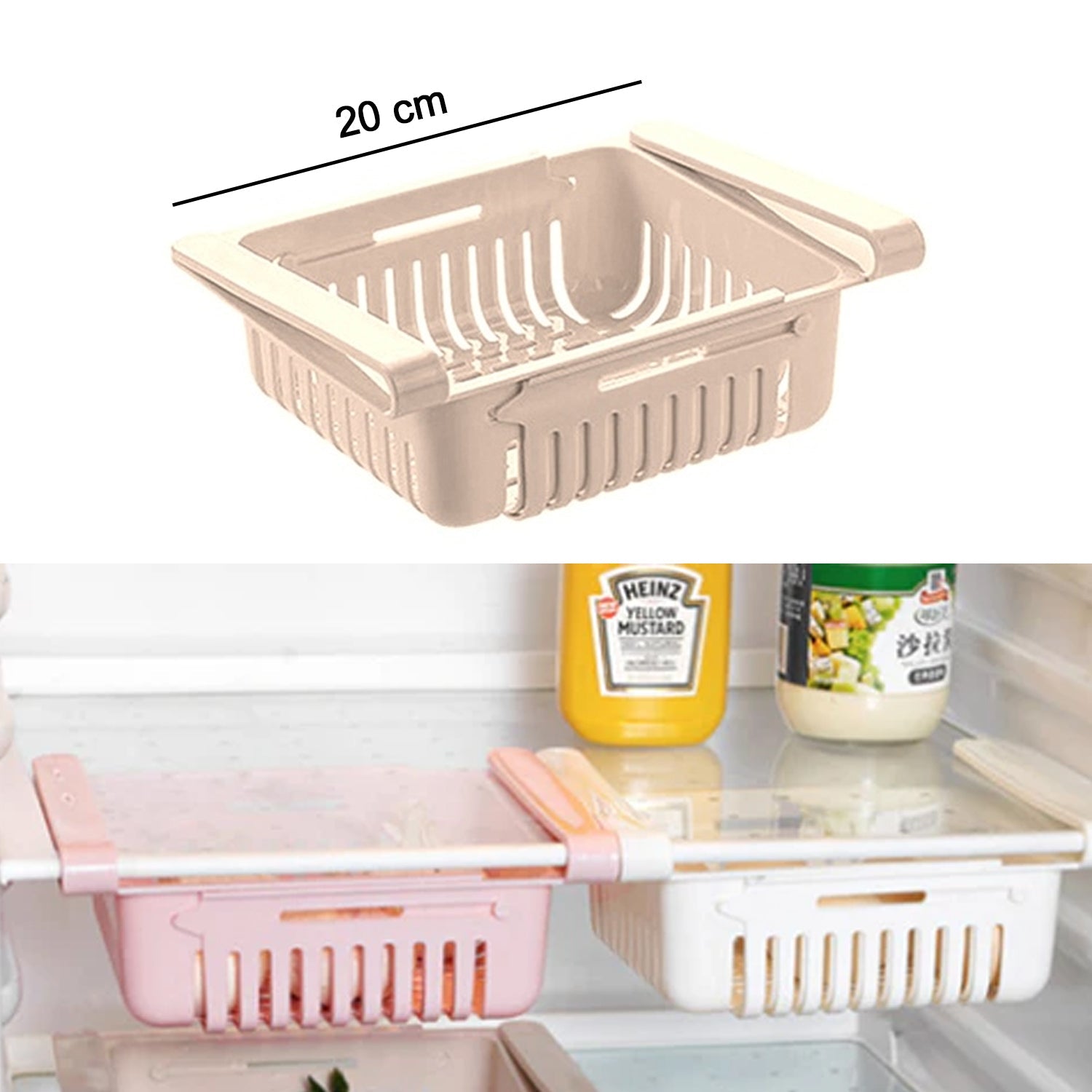 113 Adjustable Fridge Storage Basket, Fridge Racks Tray Sliding Storage Racks 