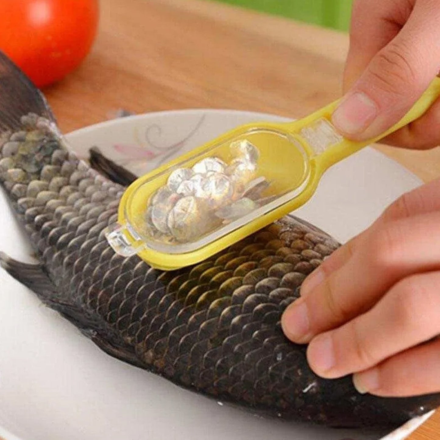 Plastic Fish Scales Graters Scraper, Fish Skin Brush Fish Cleaning Tool Scraping Scales Device with Cover Home Kitchen Cooking Tools 1 Pieces