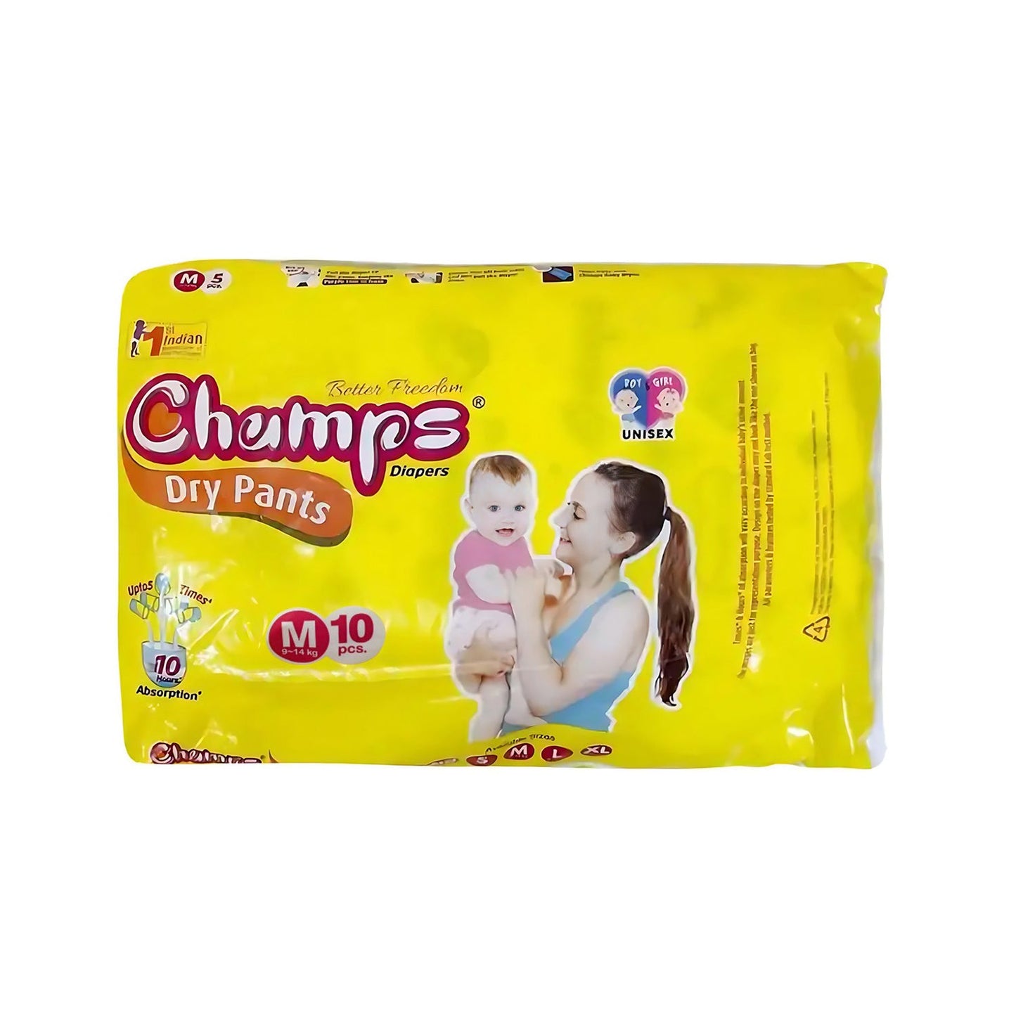 Medium Champs Dry Pants Style Diaper - Medium (10 pcs) Best for Travel  Absorption, Champs Baby Diapers, Champs Soft and Dry Baby Diaper Pants (M, 10 Pcs )