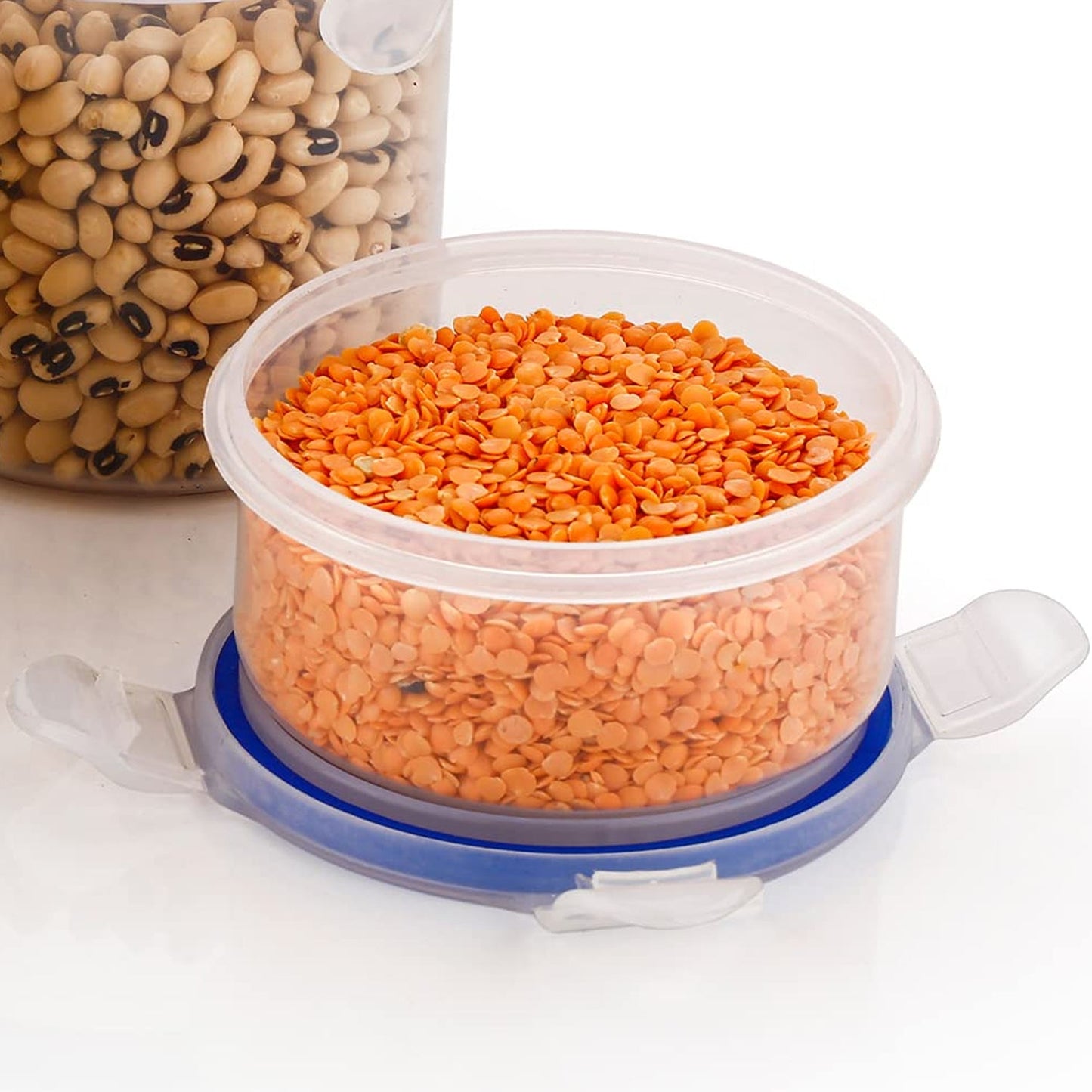 Round Plastic Airtight Food Storage Containers with Leak Proof Locking Lid Storage container set of 3( Approx Capacity 500ml,1000ml,1500ml, Transparent) - 3 Pc Set