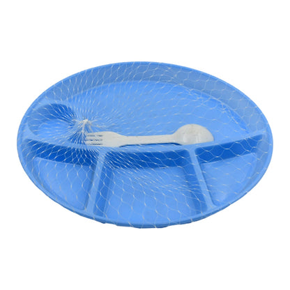 Plastic Food Plates / Biodegradable 5 Compartment Plate With Spoon for Food Snacks / Nuts / Desserts Plates for Kids, Reusable Plates for Outdoor, Camping, BPA-free (1 Pc)