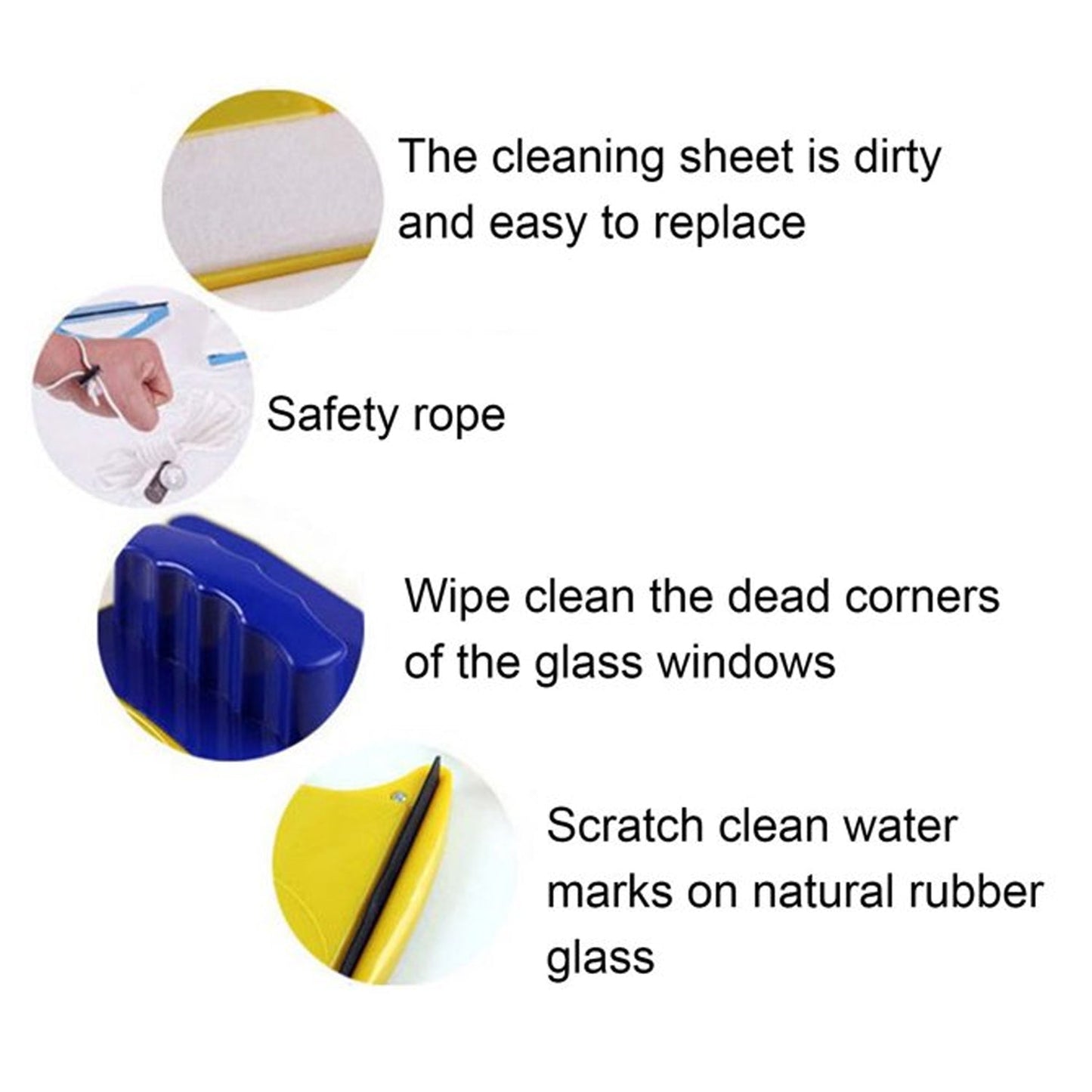 Magnetic Glass Cleaner Square Shape Double-Side Magnetic Glass Cleaner Wiper with 2 Extra Cleaning Cotton for Window Squeegee Washing Kit Equipment (1 Pc)