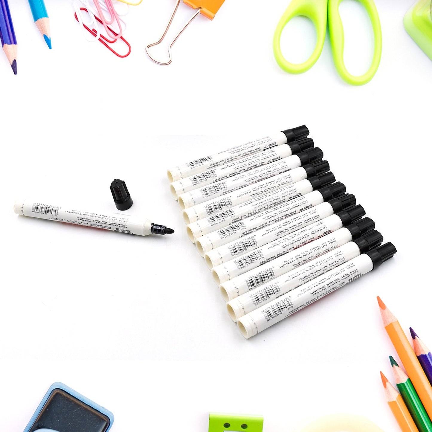 BLACK PERMANENT MARKER LEAK PROOF MARKER CRAFTWORKS, SCHOOL PROJECTS AND OTHER | SUITABLE FOR OFFICE AND HOME USE (PACK OF 12 PC)