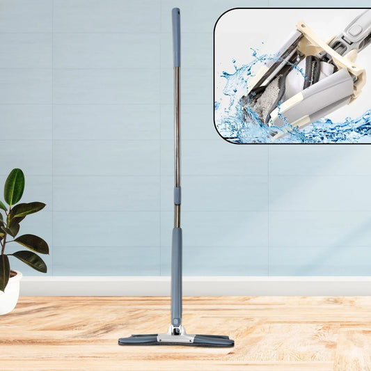 Adjustable Long Handle 360 Degree Flat Hand Mop, X Type, Automatic Water Rotation for Wood, Ceramic Tile, Easy Squeeze Mop for Floor, Window, Wall, Kitchen, Sofa, Corners, Ceiling