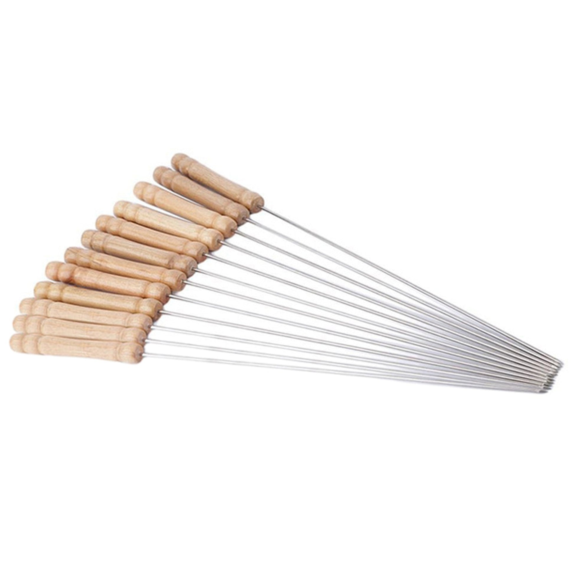 2228 Barbecue Skewers for BBQ Tandoor and Gril with Wooden Handle - Pack of 12 