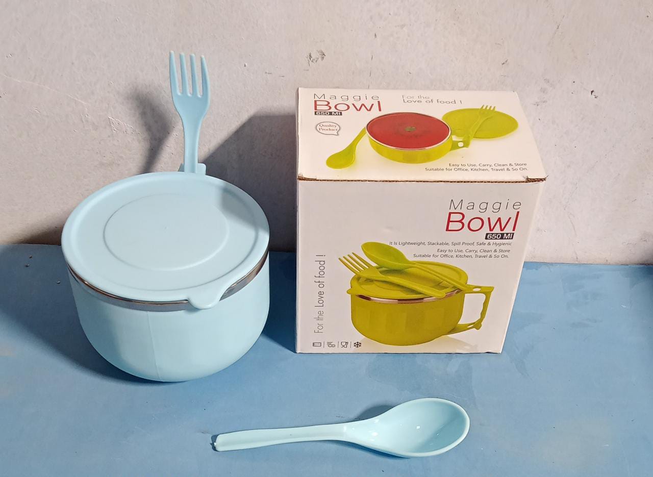 Maggie Bowl with Lid and Handle, Soup Bowls for Easy Perfect Breakfast Cereals, Fruits, Ramen, Beverages, Essentials, Dishwasher Safe Double Layer