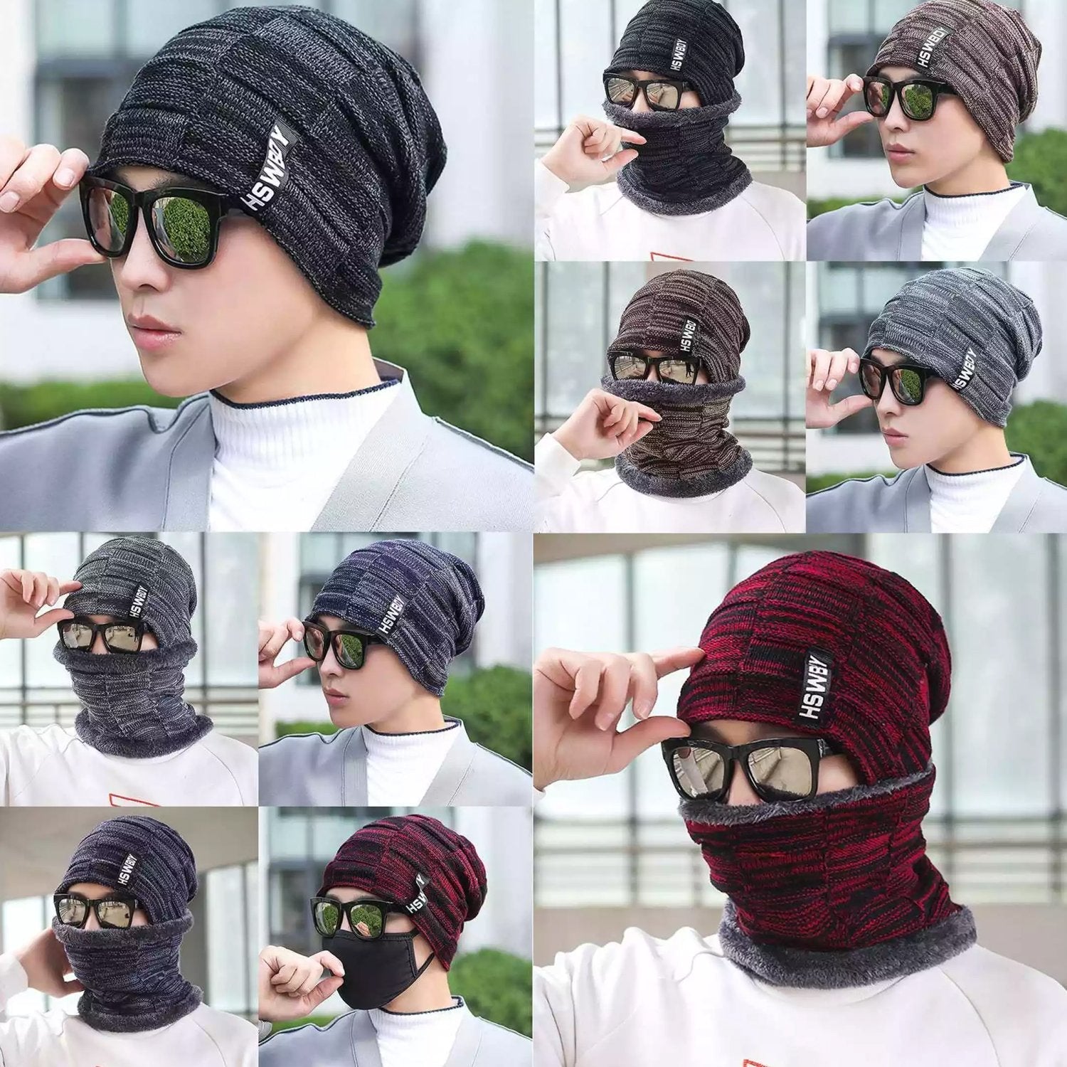 6066 Ultra Soft Unisex Woollen Beanie Cap Plus Muffler Scarf 