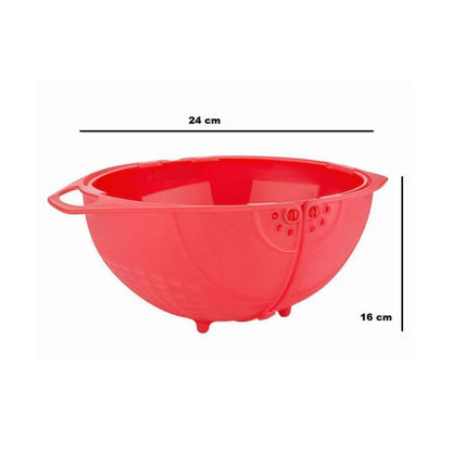 2145  Plastic Revolving Multi Functional Rice, Vegetable Fruit Wash Basket Bowl (Multi Colour) 