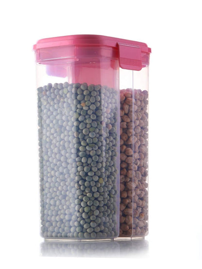 2146 Plastic 2 Sections Air Tight Transparent Food Grain Cereal Storage Container (2 ltr) (With Box) 