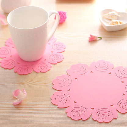 Kitchen Gadget Accessories Plate Cup Mat Rose, Simple Circular Coasters for Kitchen Cafe Restaurant, Place mats for Dining Table, Coasters, Tabletop Protection, Anti-Scald Easy to clean (1 Pc)