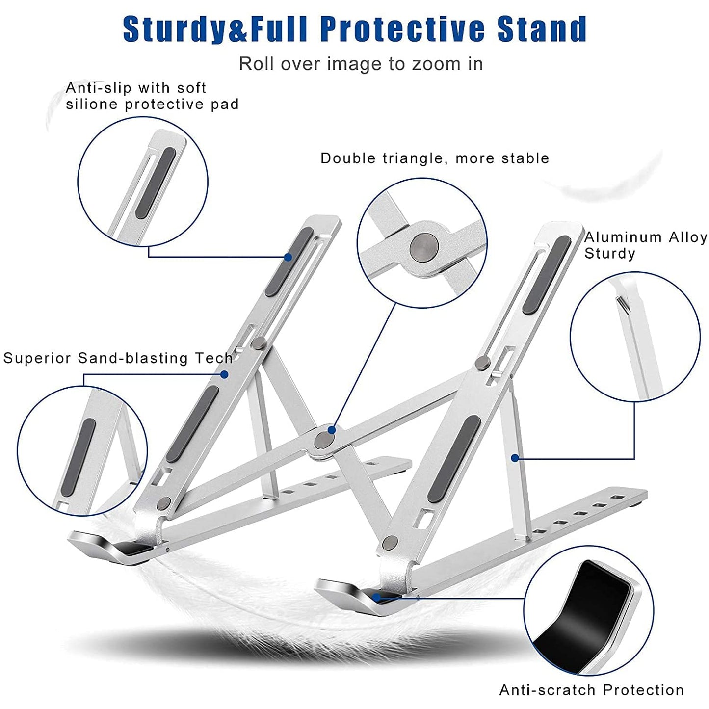 Laptop Stand for Desk | Metal Portable Laptop Stand, with 7 Adjustable Angles | Laptop Riser, Phone, and Tablet Stand | Compatible for All Laptop