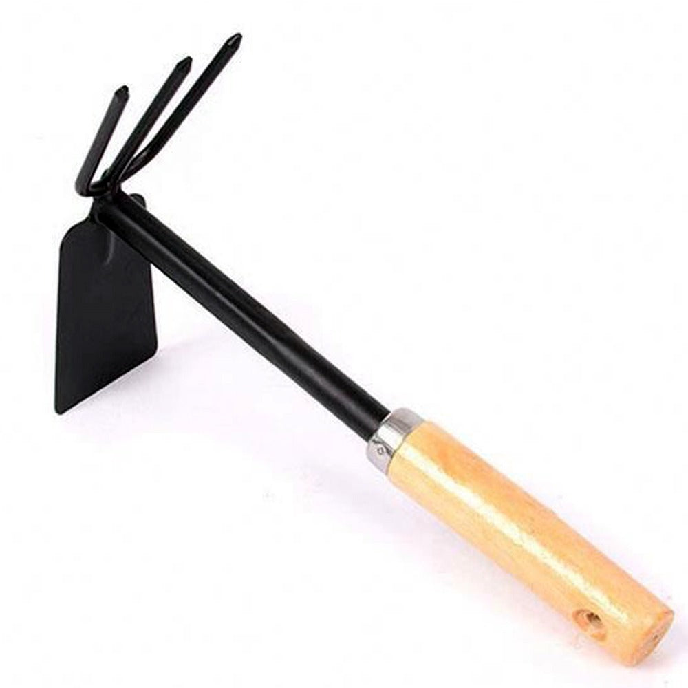 1578 2 in 1 Double Hoe Gardening Tool with Wooden Handle 