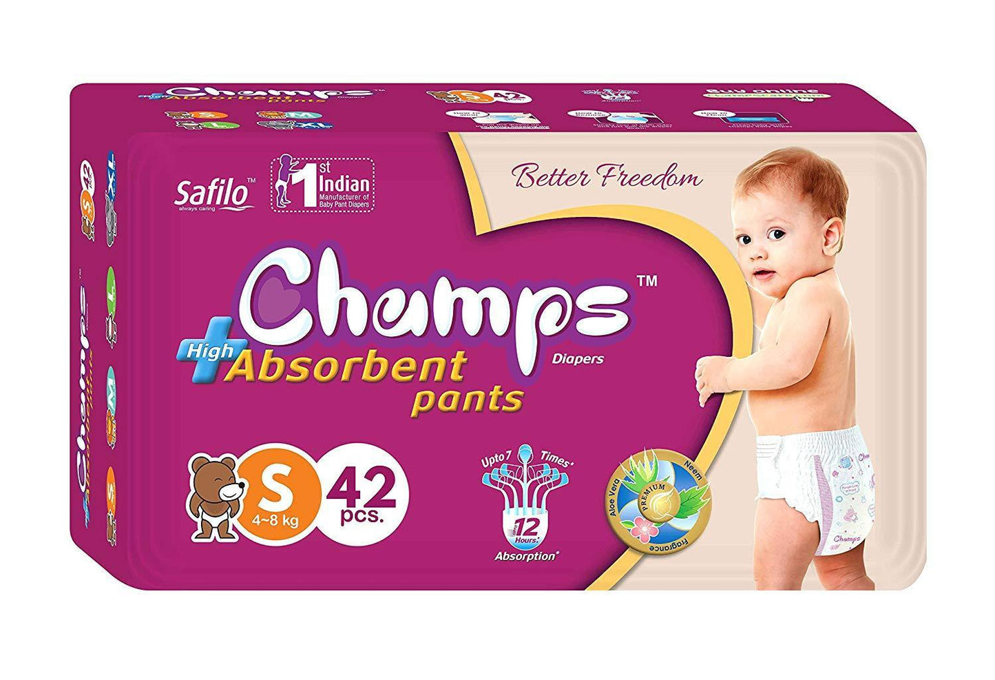 Premium Champs High Absorbent Pant Style Diaper Small Size Diaper 42 Pcs