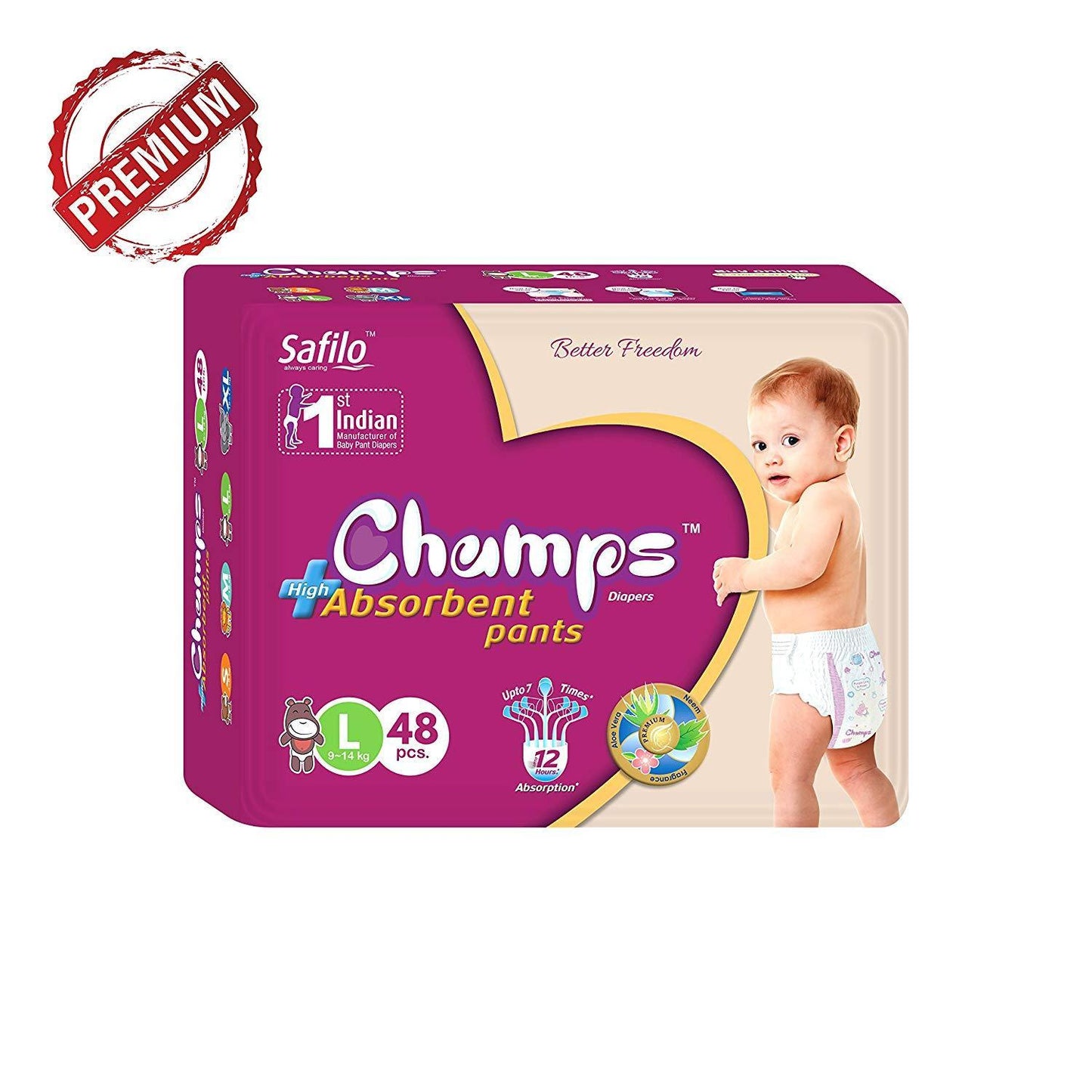 Premium Champs High Absorbent Pant Style Diaper Small Size Diaper 42 Pcs