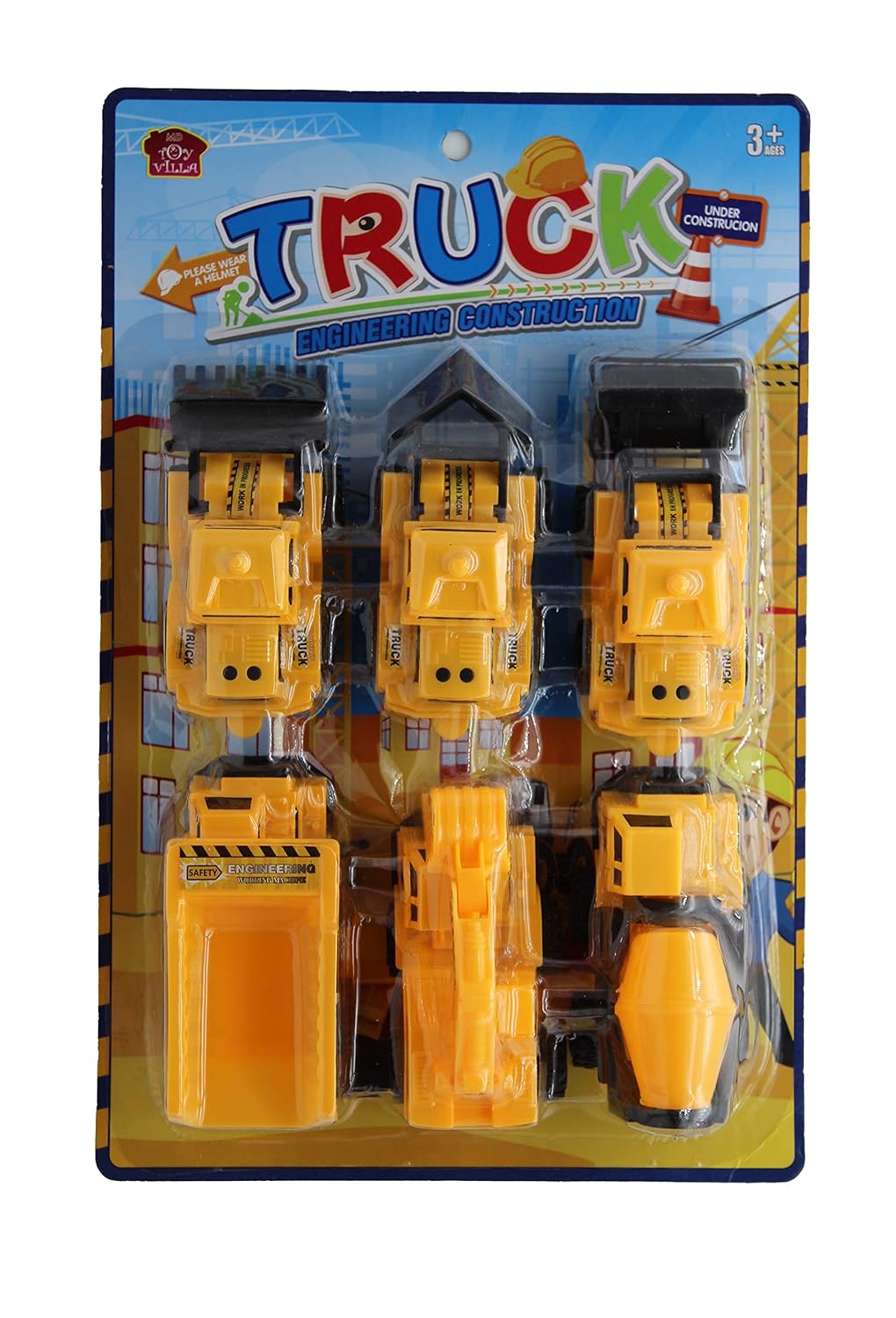 Vehicle Car Engineering Construction Car Toys Set for Children Kids Crane Excavator Road Roller Forklift Mixer Truck Transporter Truck Machine Construction Toys (6 Pcs Set)