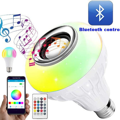 1363 Wireless Bluetooth Sensor 12W Music Multicolor LED Bulb with Remote Controller 