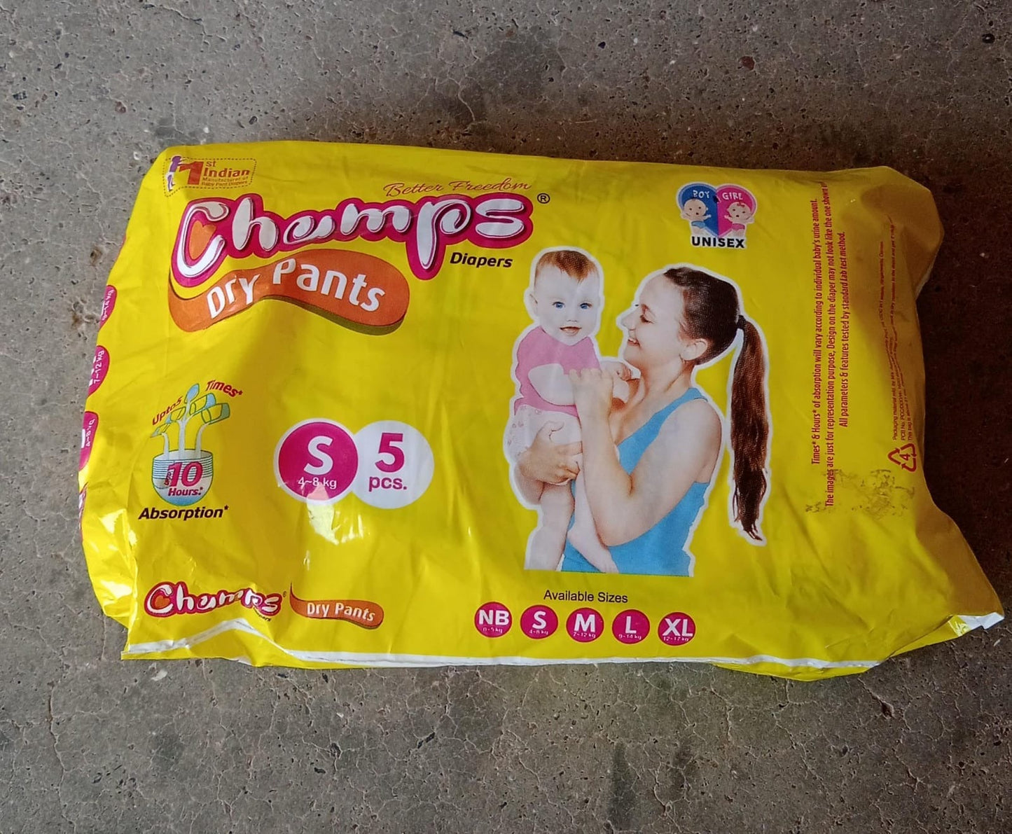 Small  Champs Dry Pants Style Diaper- Small Best for Travel  Absorption, Champs Baby Diapers, Champs Soft and Dry Baby Diaper Pants (S5 Pcs )