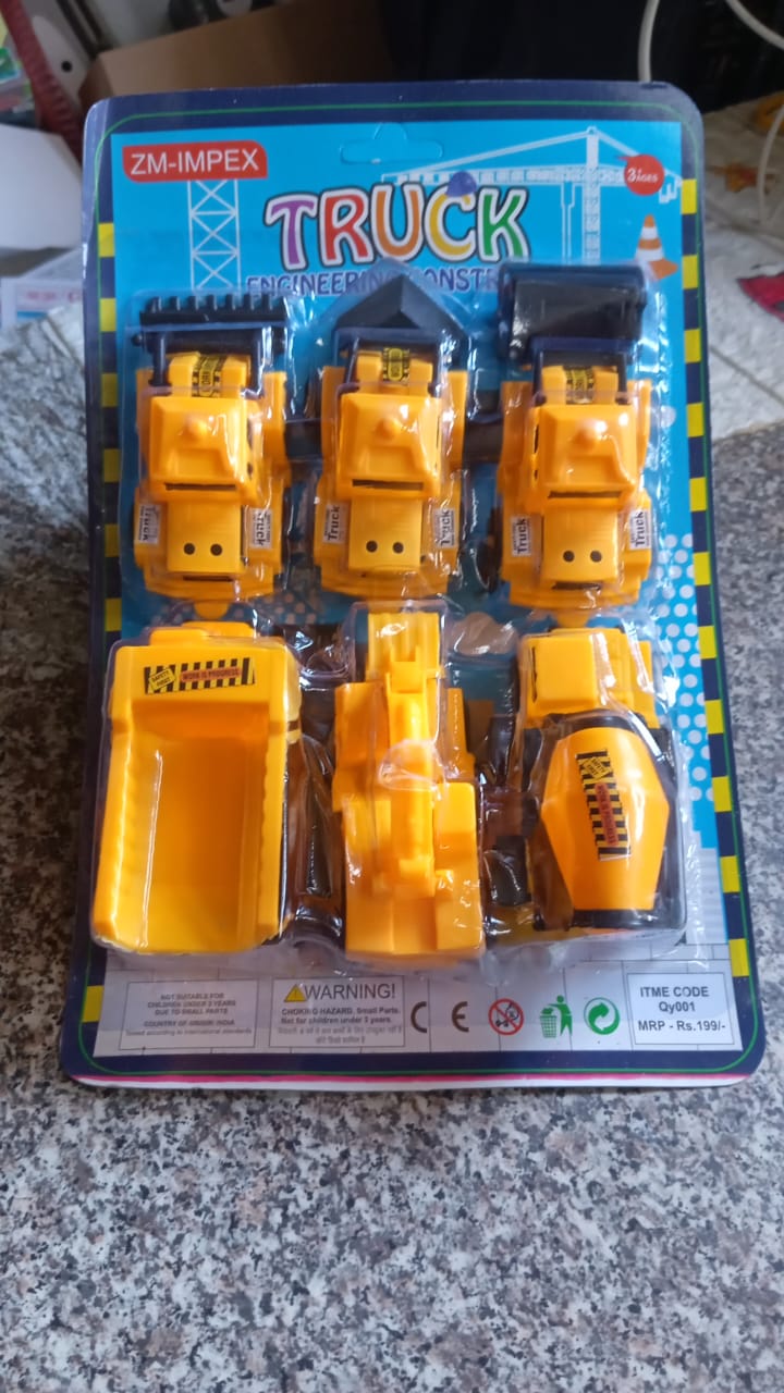 Vehicle Car Engineering Construction Car Toys Set for Children Kids Crane Excavator Road Roller Forklift Mixer Truck Transporter Truck Machine Construction Toys (6 Pcs Set)