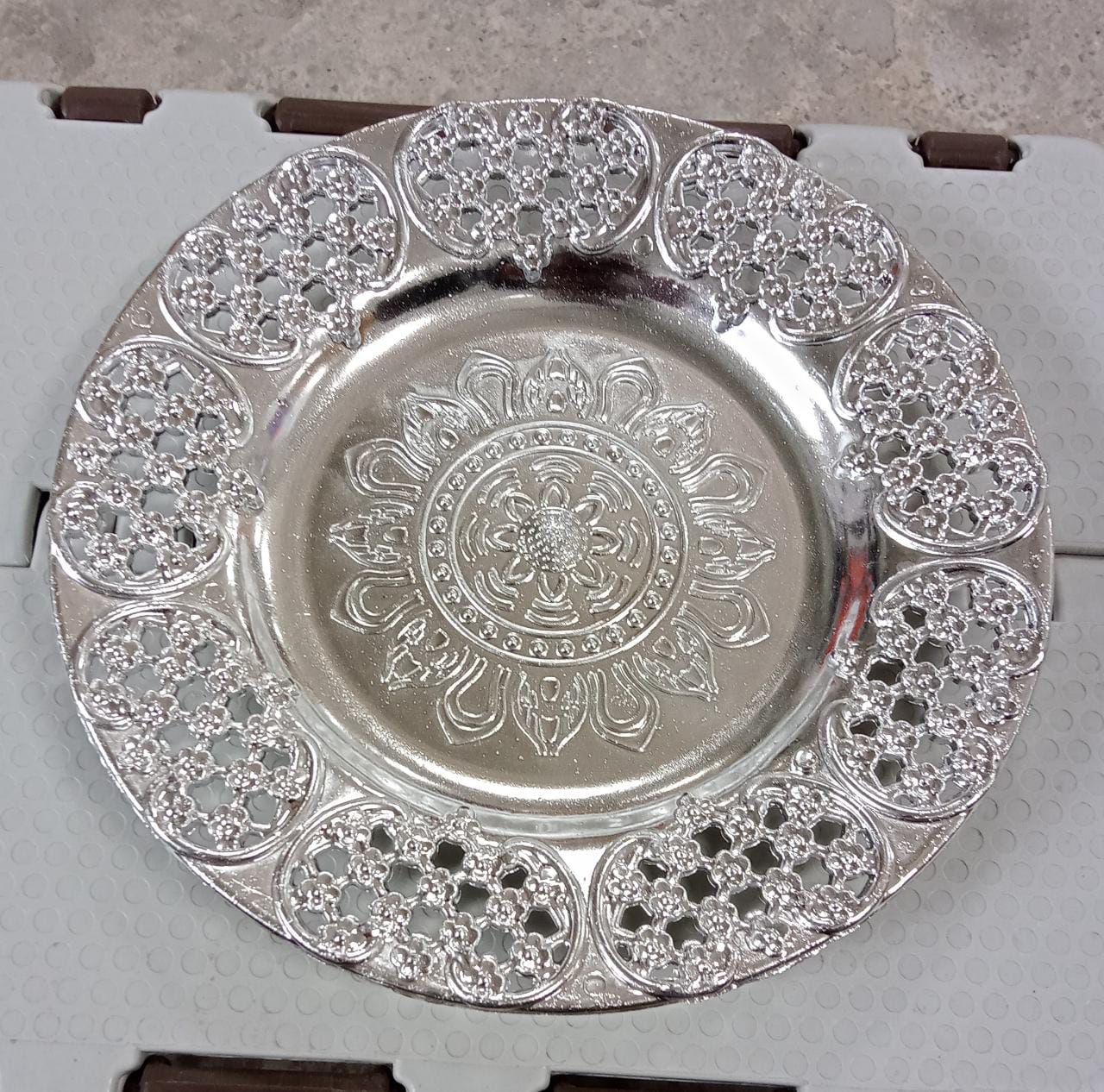 Decorative Designer Festival Ethnic Design Silver color Pooja Thali