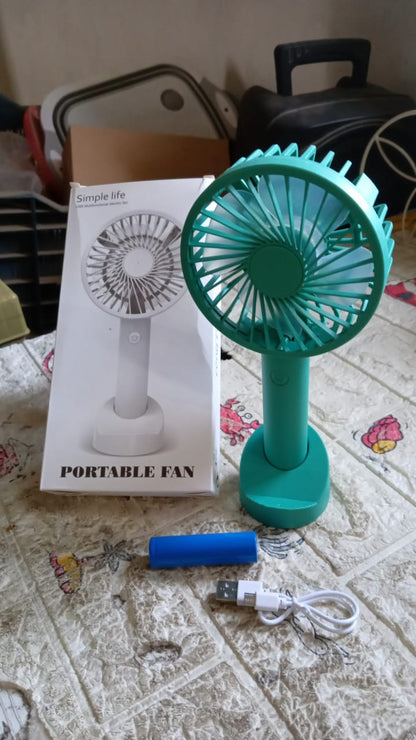 Portable Handheld Fan With 3 Speeds Battery Operated Fan Rechargeable Multi Colors As Base Phone Holder Fan (Battery Included)