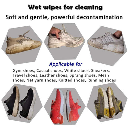 Shoe Cleaning Wet Wipes Fast Scrubbing Shoes Cleaning Tissue, Sneakers Non-Woven Detergent Quick Wipes Disposable Travel Portable Removes Dirt, Stains (1 Set 80 Pcs)